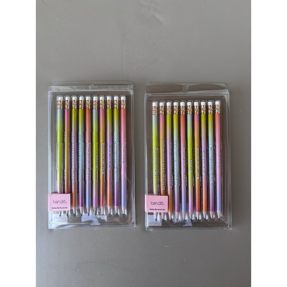 LOT/2 PKGS 20 PC Ban.Do Write On Pencil Set Motivational‎ Self Care Sharpened